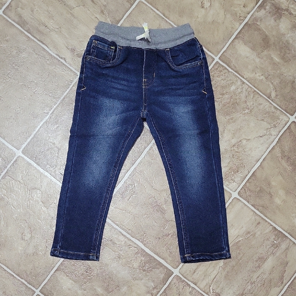 Kids Blue Denim Jeans with Gray Waistband